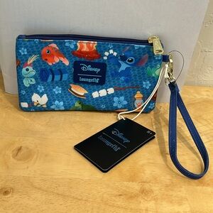 Loungefly Disney Lilo & Stitch Camping Allover Print Nylon Wristlet